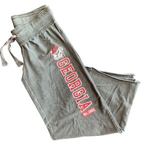 NCAA Georgia Bulldogs Womens Lounge Pants Grey Wide Leg Raw Hem Medium
